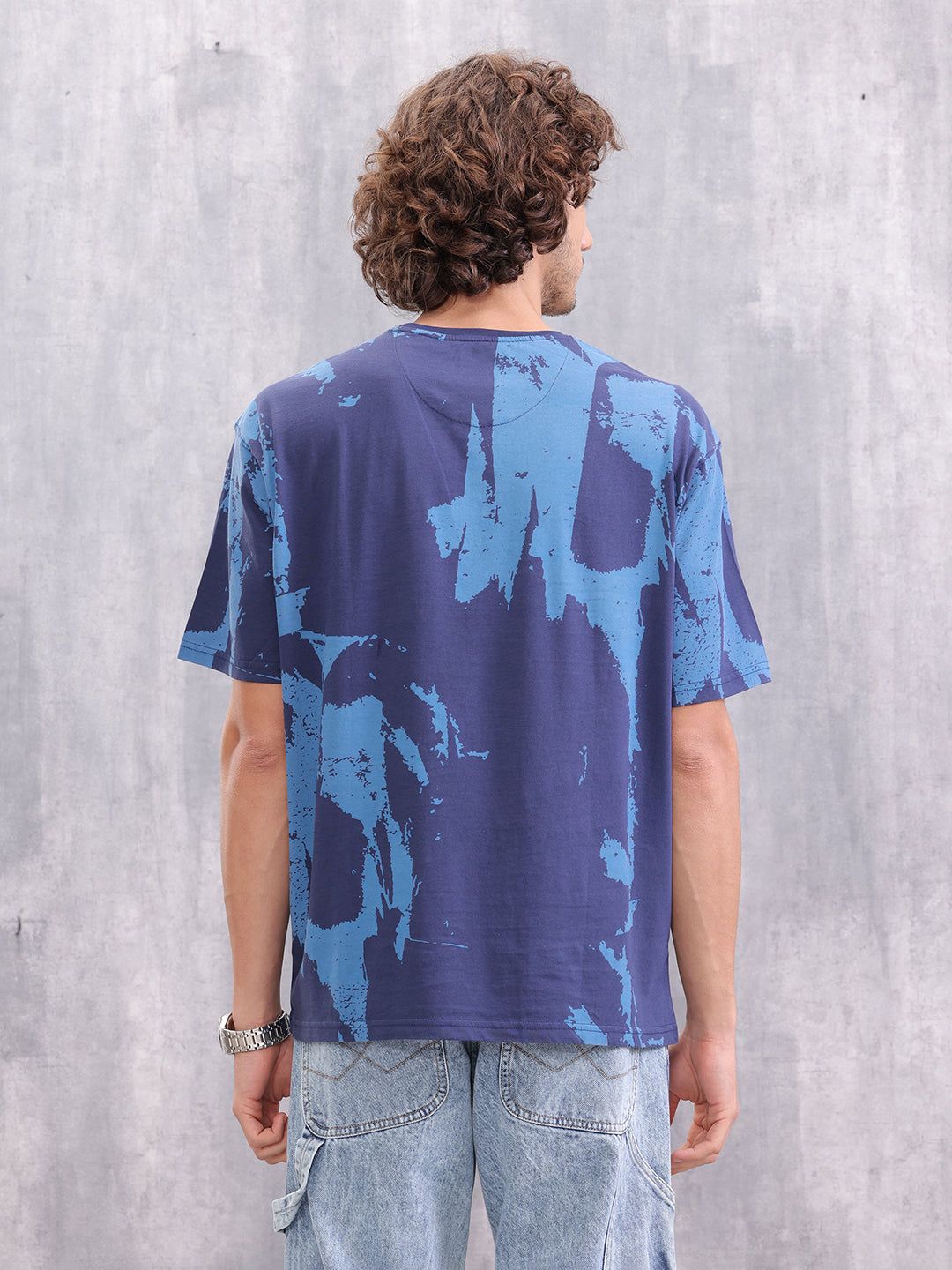 Graphic Aop Oversized T-Shirt  | Navy Blue