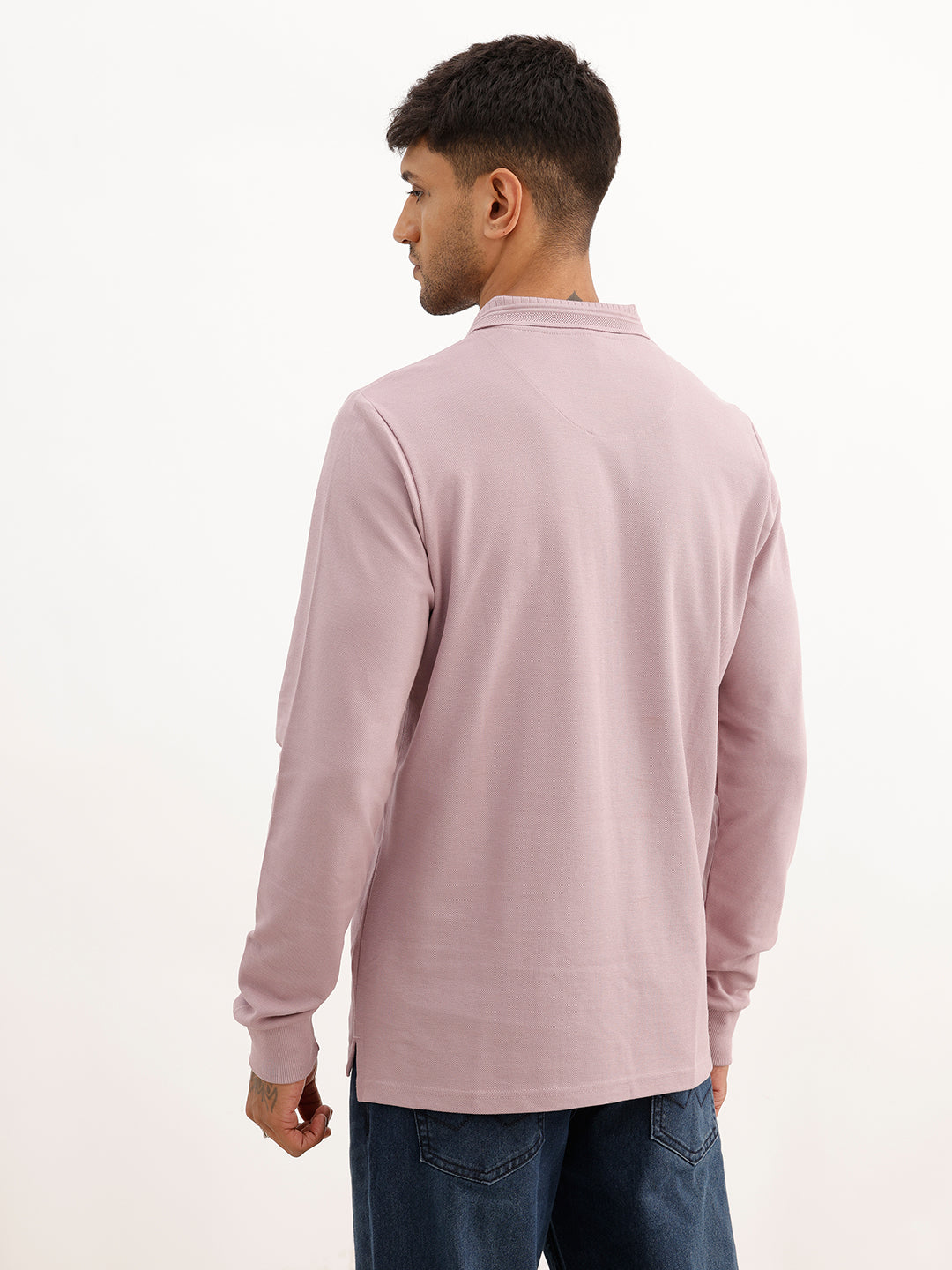 Slim Fit Full Sleeve Polo T-Shirt | Pink