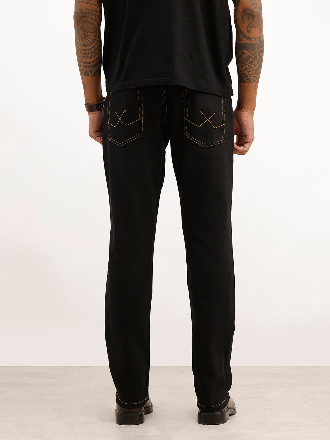 Contrast Stitch Regular Fit Denim Jeans | Black | WRJN807M