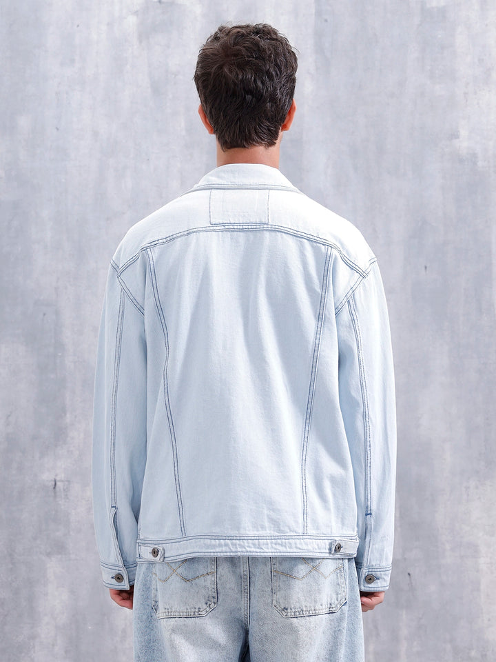 Men’s Solid Casual Denim Jacket | Blue