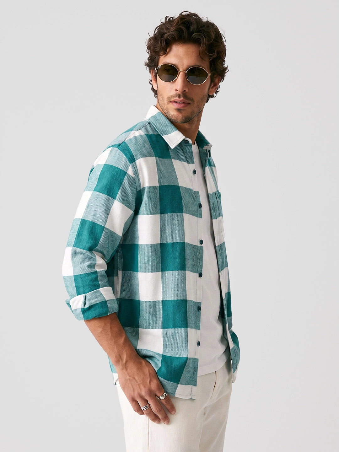 Classic Oversized Checkered Shirt | Green
