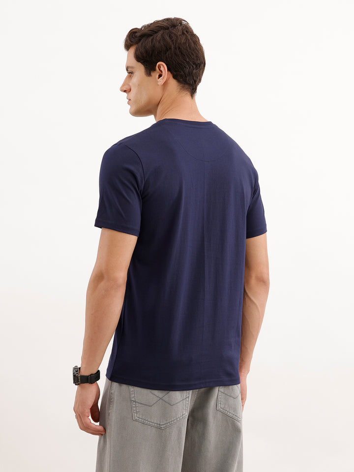 Slim Fit Placement Printed T-Shirt  | Navy Blue