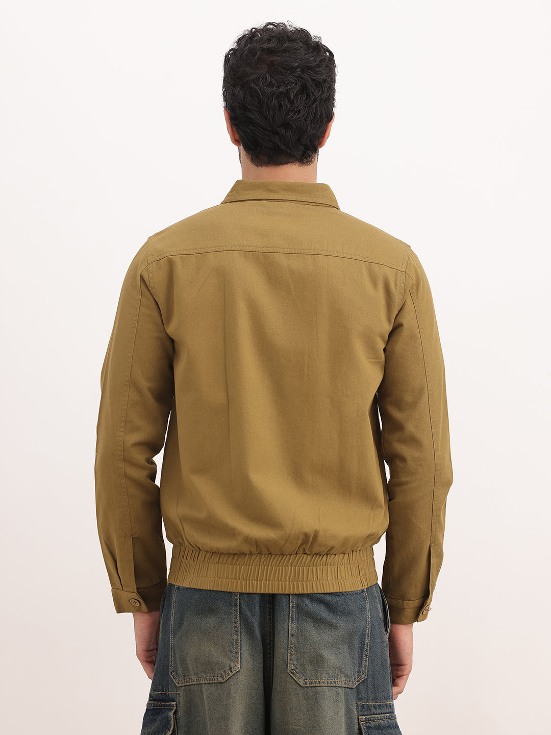 Solid Comfort Fit Double Pocket Jacket | Khaki