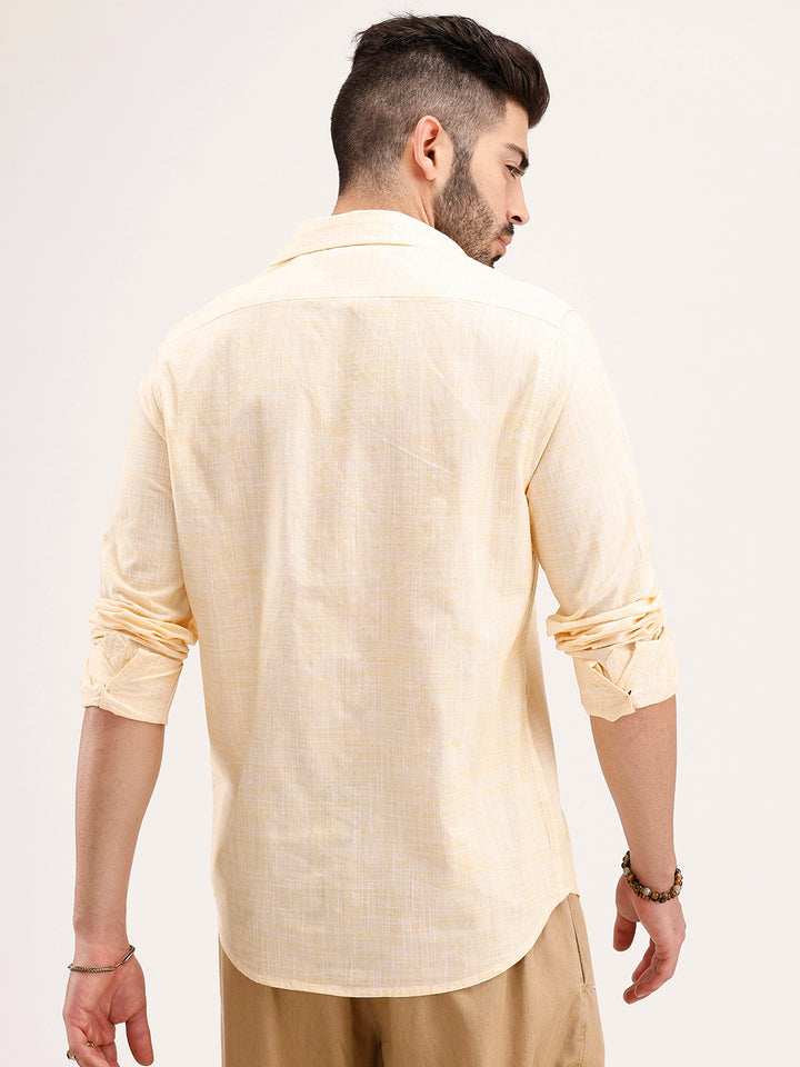 Solid Regular Fit Full Sleeves Shirt | Yellow
