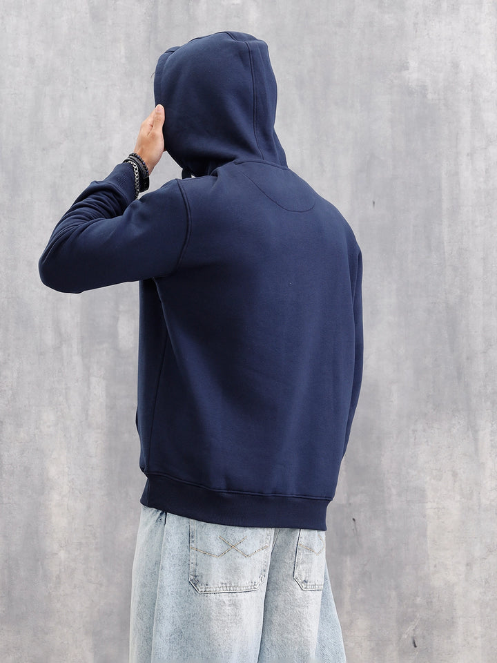 Heavy Fleece Hoodie Pullover With Pop Branding | Navy Blue