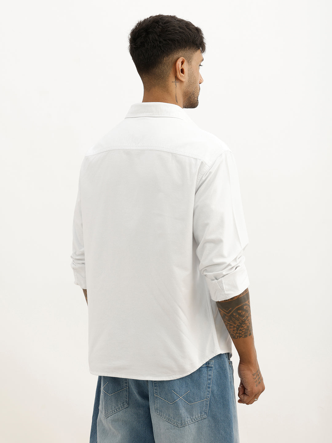 Solid Comfort Fit Full Sleeve Shirt | White