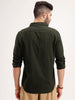 Solid Regular Fit Linen Blend Shirt | Olive