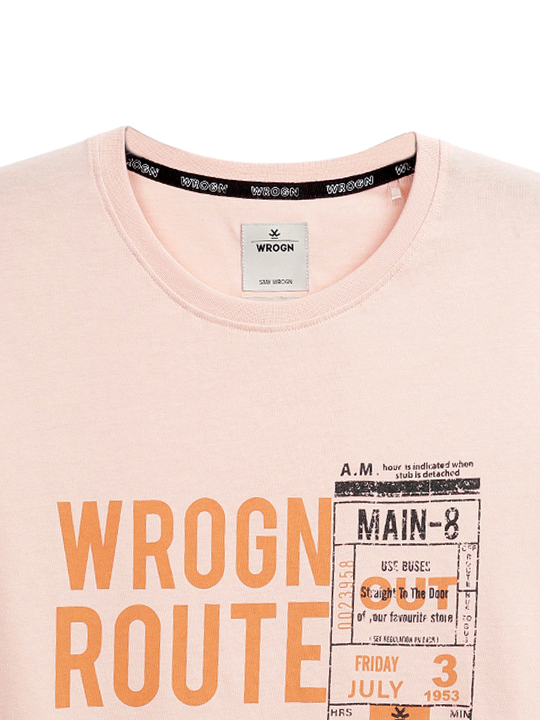 Peach Wrogn Route Slim Fit T-Shirt