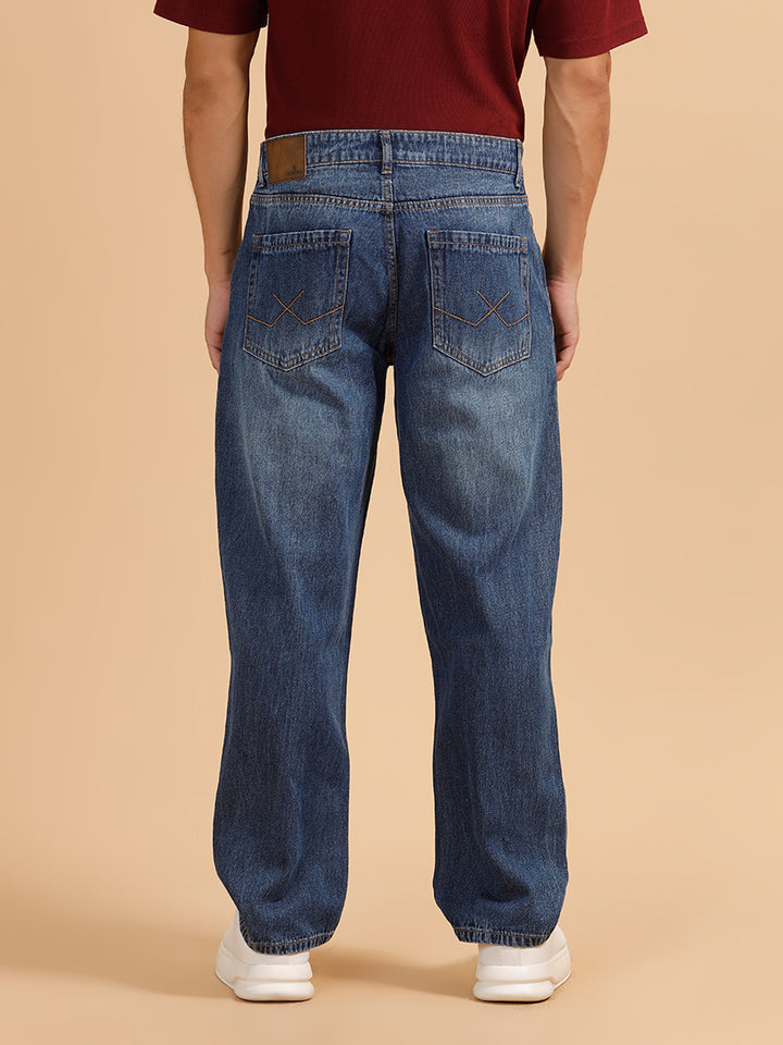 Heavy Fade Loose Fit Jeans | Dark Blue