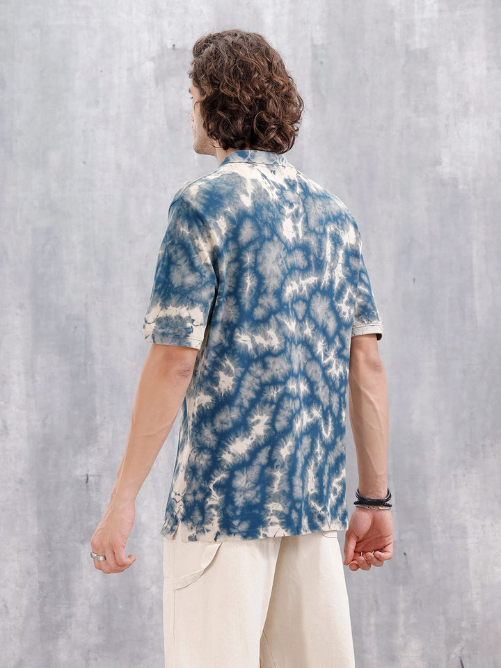 Marble Tie & Dye Comfort Fit T-Shirt  | Navy Blue