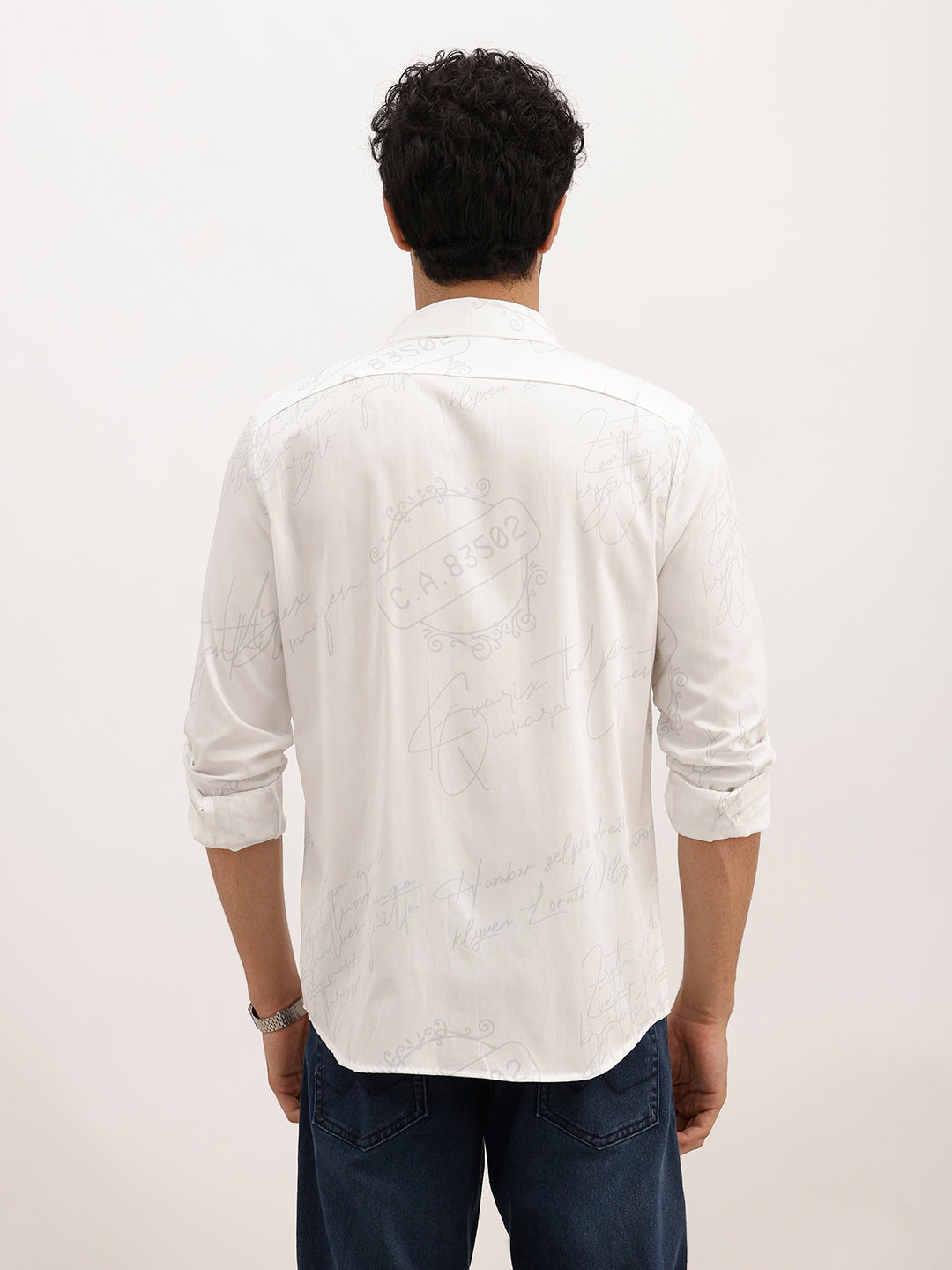 Classic Slim Fit AOP Shirt | White