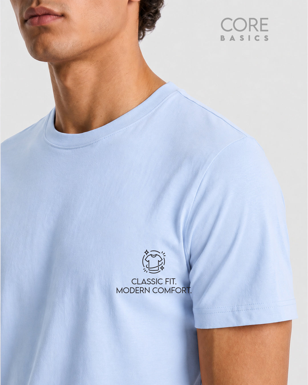 Core Basics Regular Fit T-Shirt | Essential | Light Blue