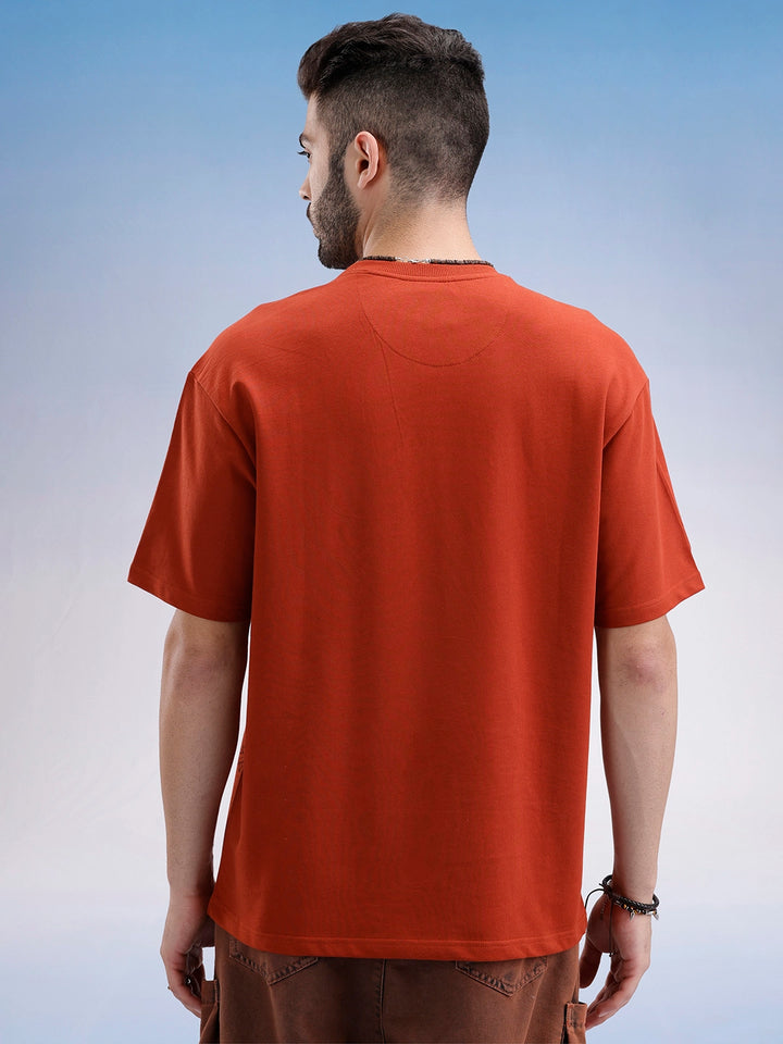 Oversized Front Printed T-Shirt | Rust