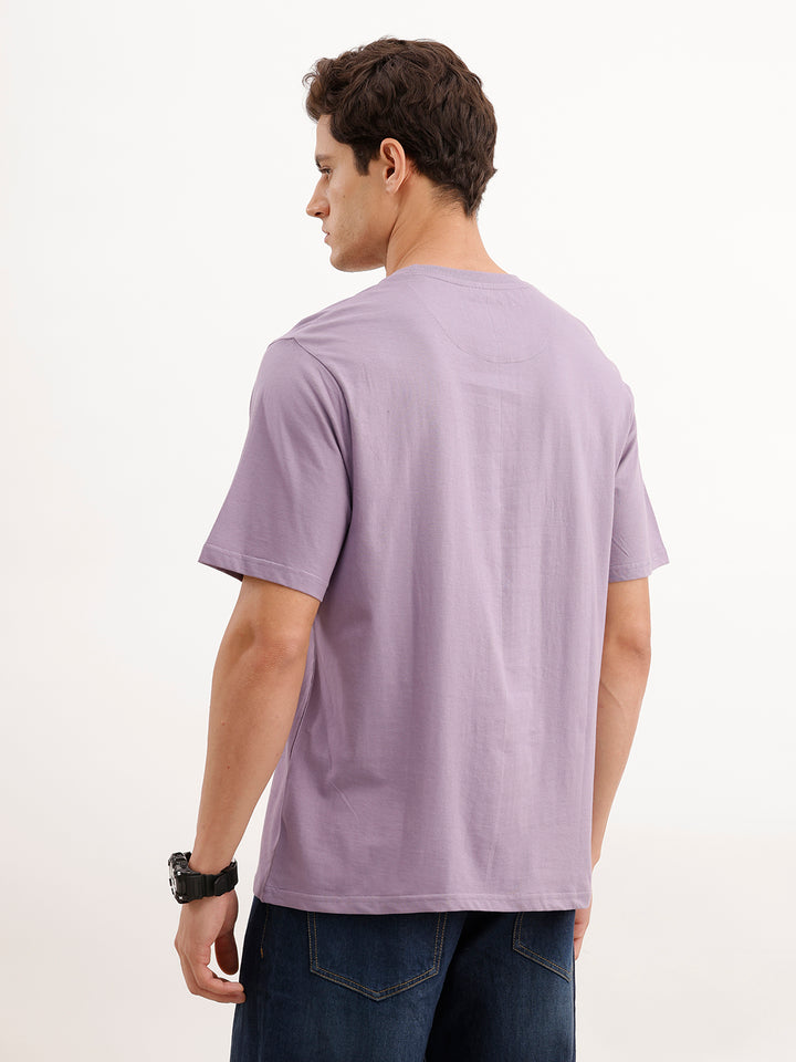 Comfort Fit Placement Printed T-Shirt  | Purple