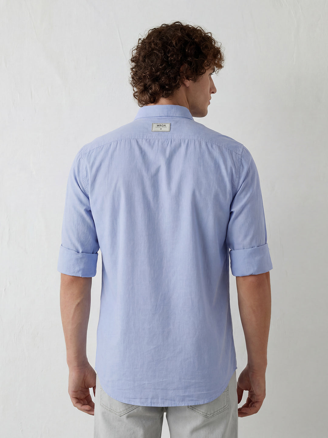 Solid Slim Fit Full Sleeve Shirt | Light Blue