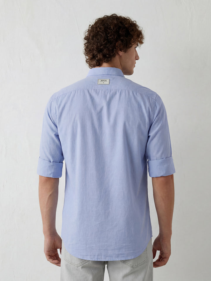 Solid Slim Fit Full Sleeve Shirt | Light Blue