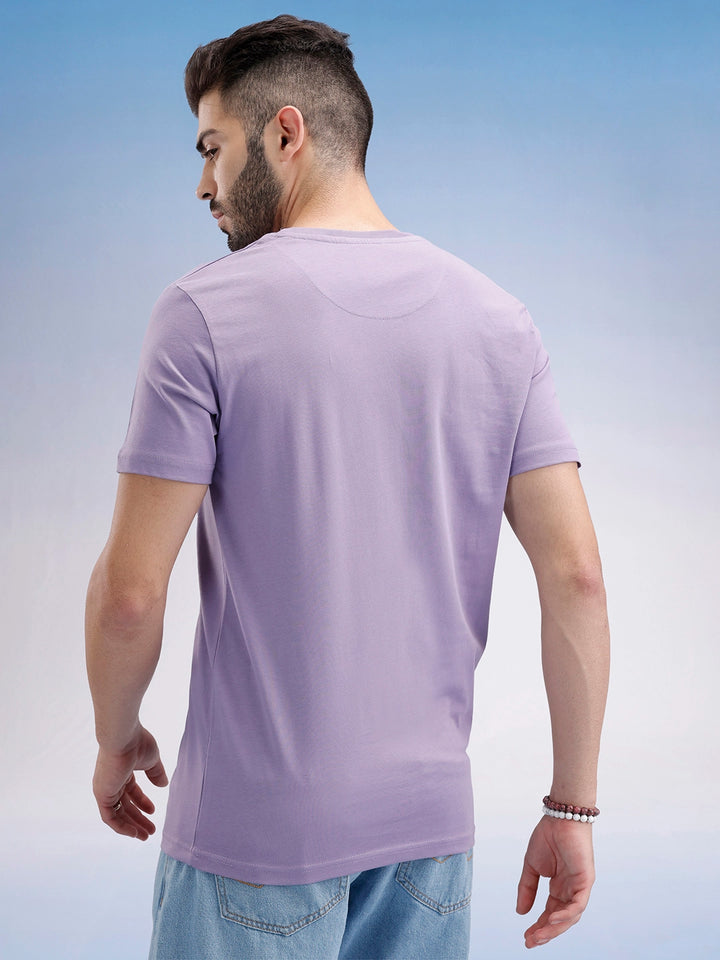 Slim Fit Puffer Printed T-Shirt | Purple