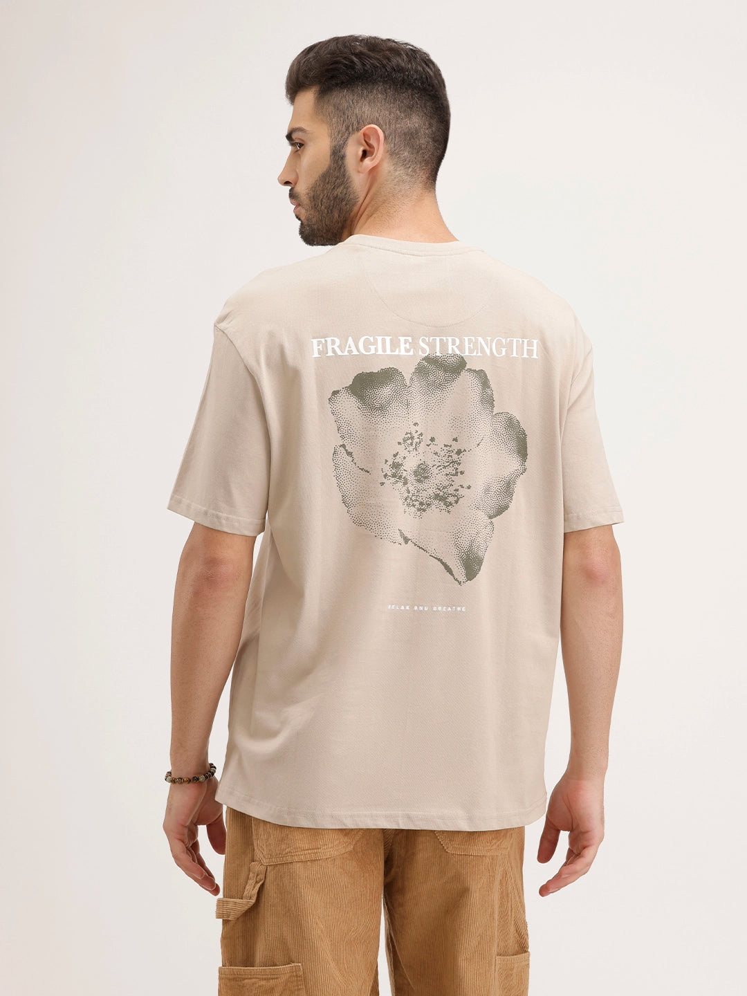 Oversized Back Printed T-Shirt | Beige