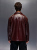 Men's Relaxed Fit Collared Fit PU Jacket  |  Wine