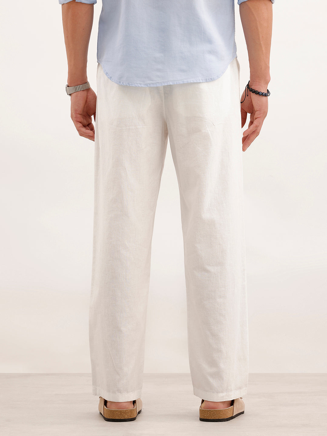 Loose Fit Mens Casual Wear Trouser  | White
