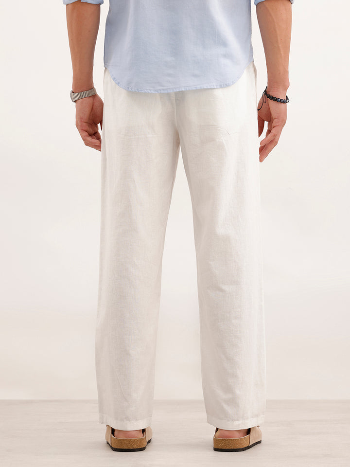 Loose Fit Mens Casual Wear Trouser  | White