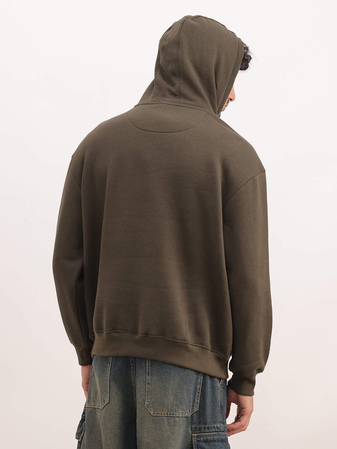 Solid Oversized Hooded Sweatshirt | Olive