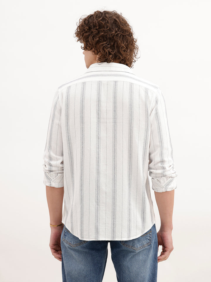 Slim Fit Striped Shirt | White