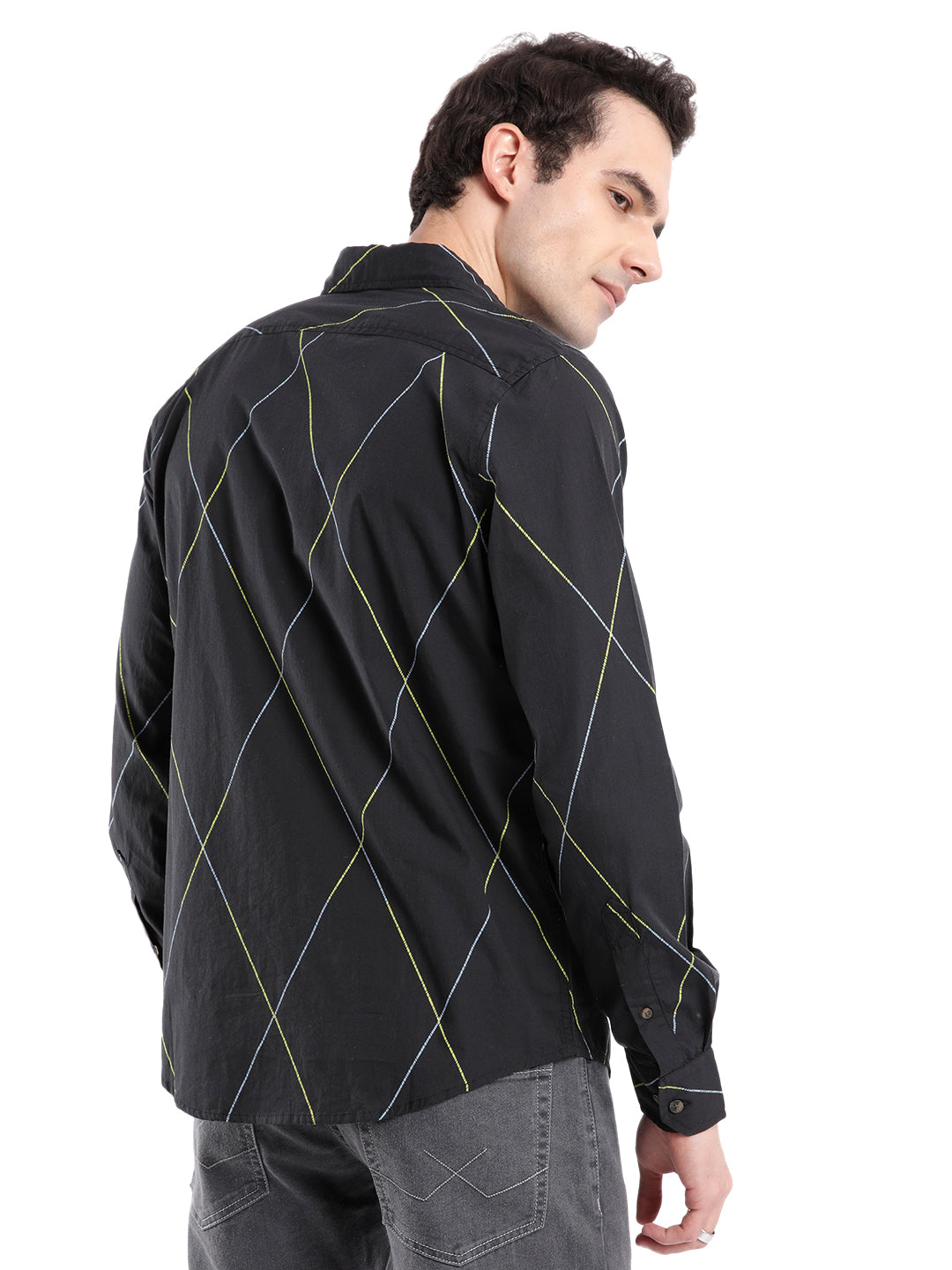 Diagonal Lines Black Shirt