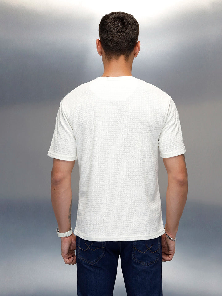 Textured Men's Casual Regular Fit T-Shirt | White