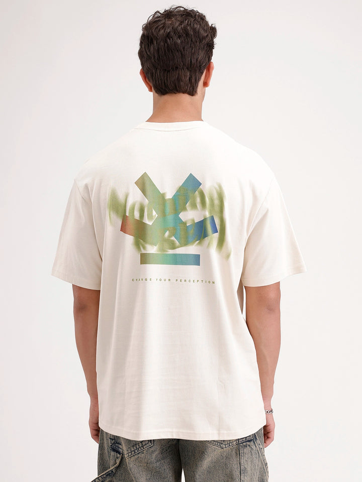Oversized Fit Back Printed T-Shirt | Beige