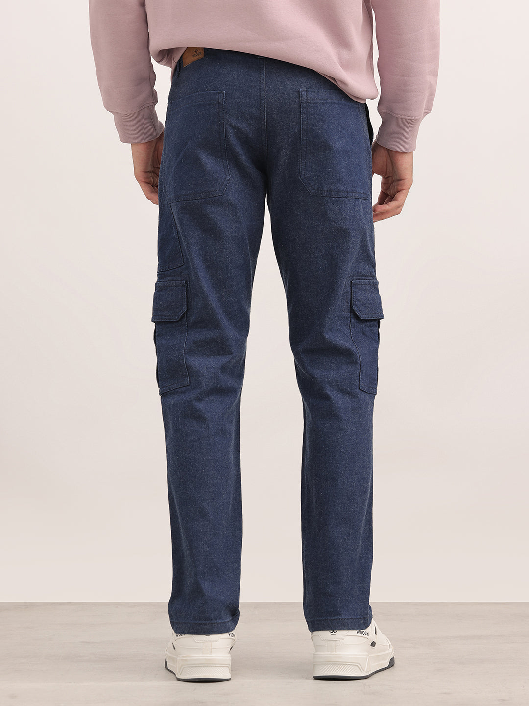 Classic Solid Relaxed Fit Cargo Jeans | Dark Blue