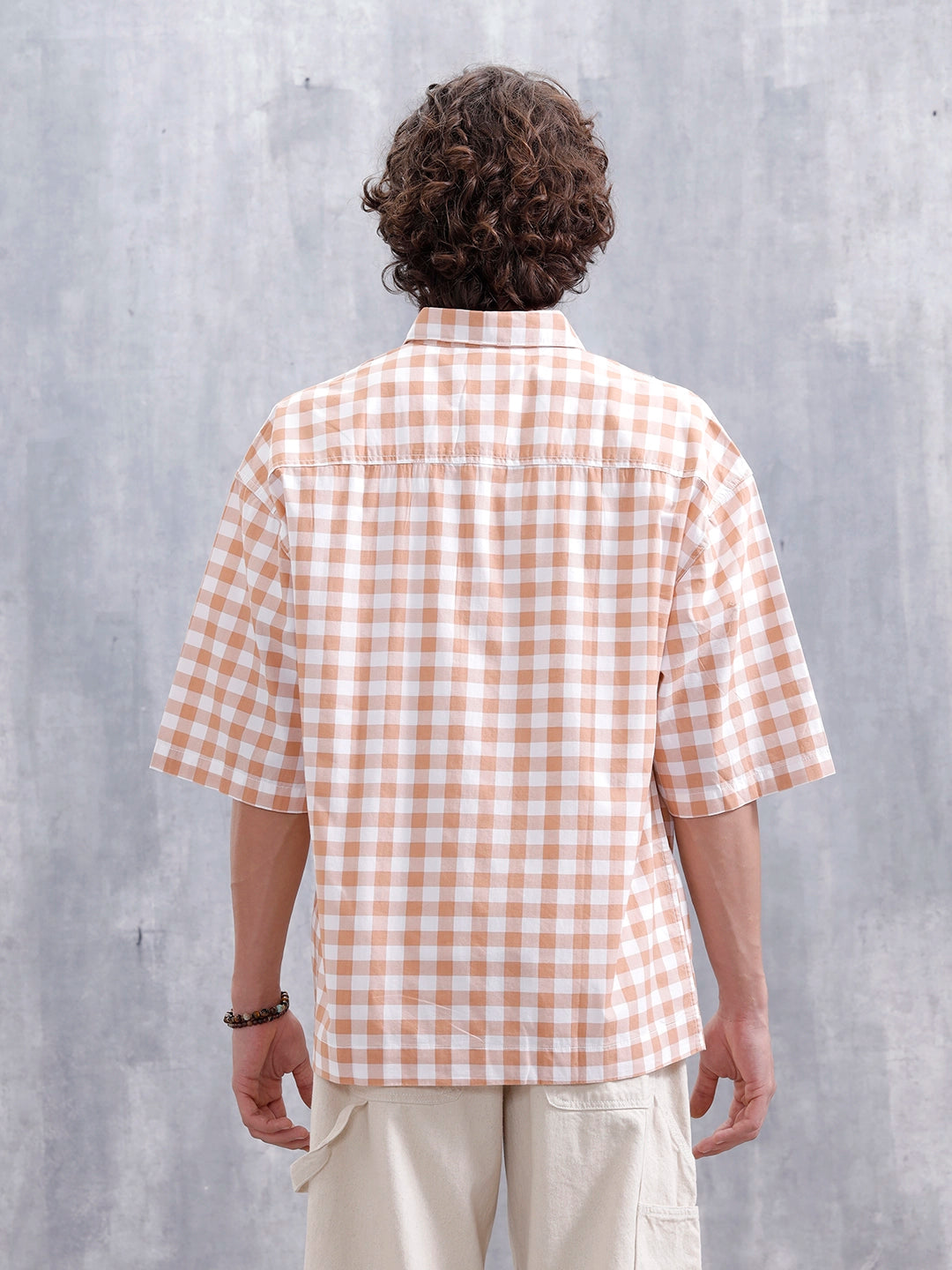 Men’s Casual Oversized Plus Fit Checked Shirt | Orange