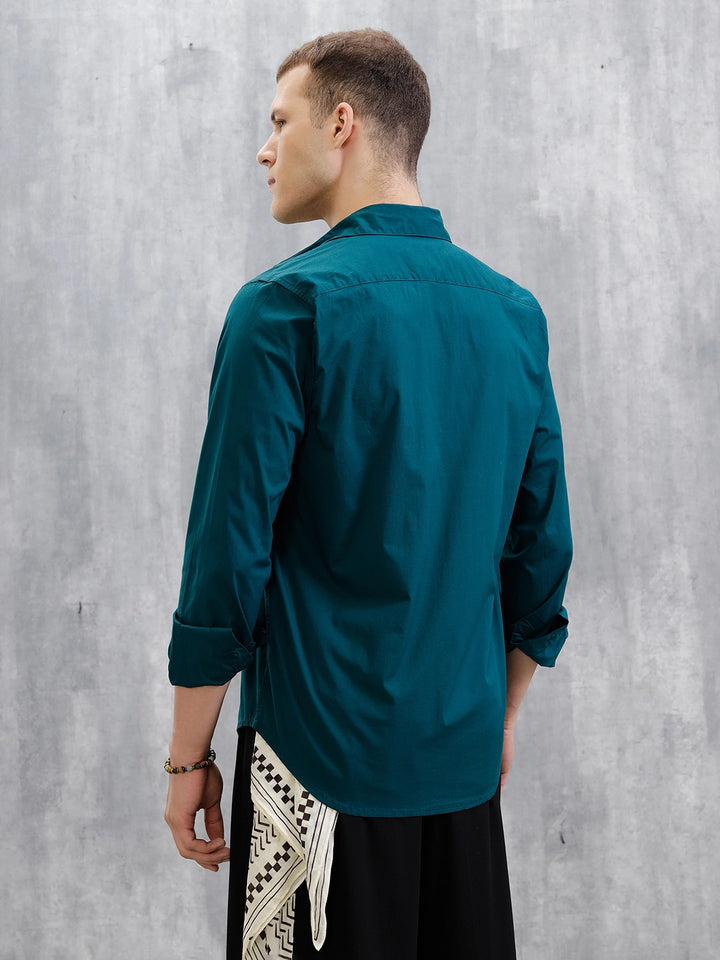 Solid Lycra Blend Shirt | Teal