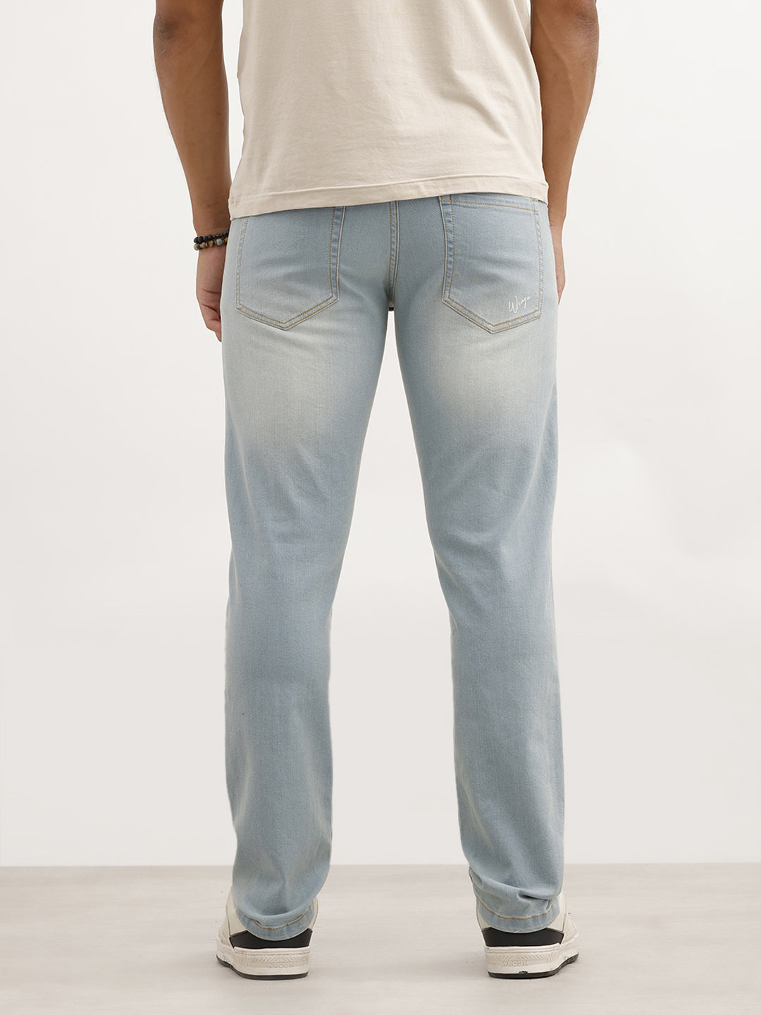 Faded Straight Fit Denim Jeans | Light Blue