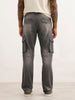 Faded Straight Fit Denim Cargo | Grey