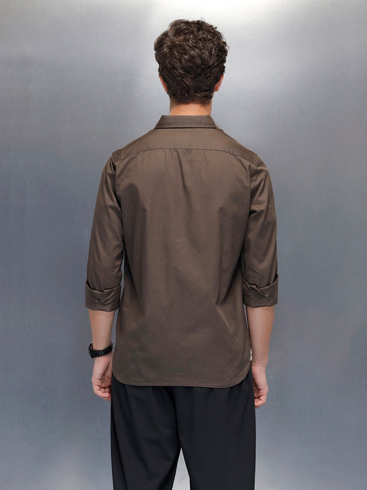 Men's casual slim fit shirt | Brown