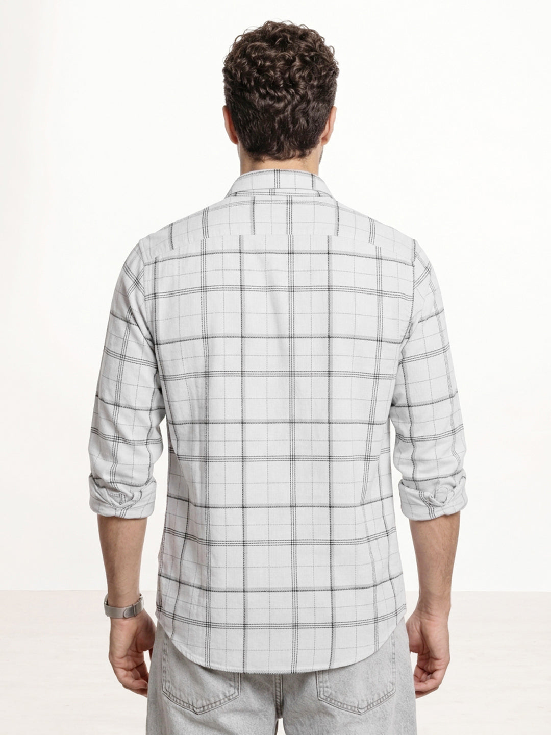 Slim Fit checkered Shirt | White