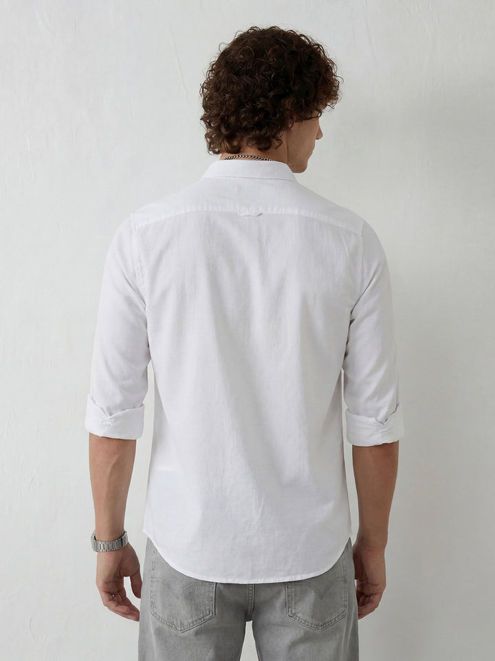 Slim Fit Solid Full Sleeve Shirt | White