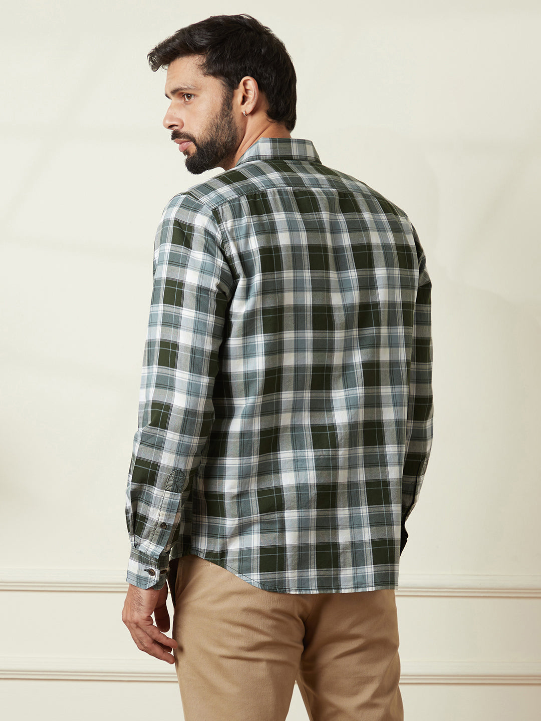 Slim Fit Cotton Shirt in Green