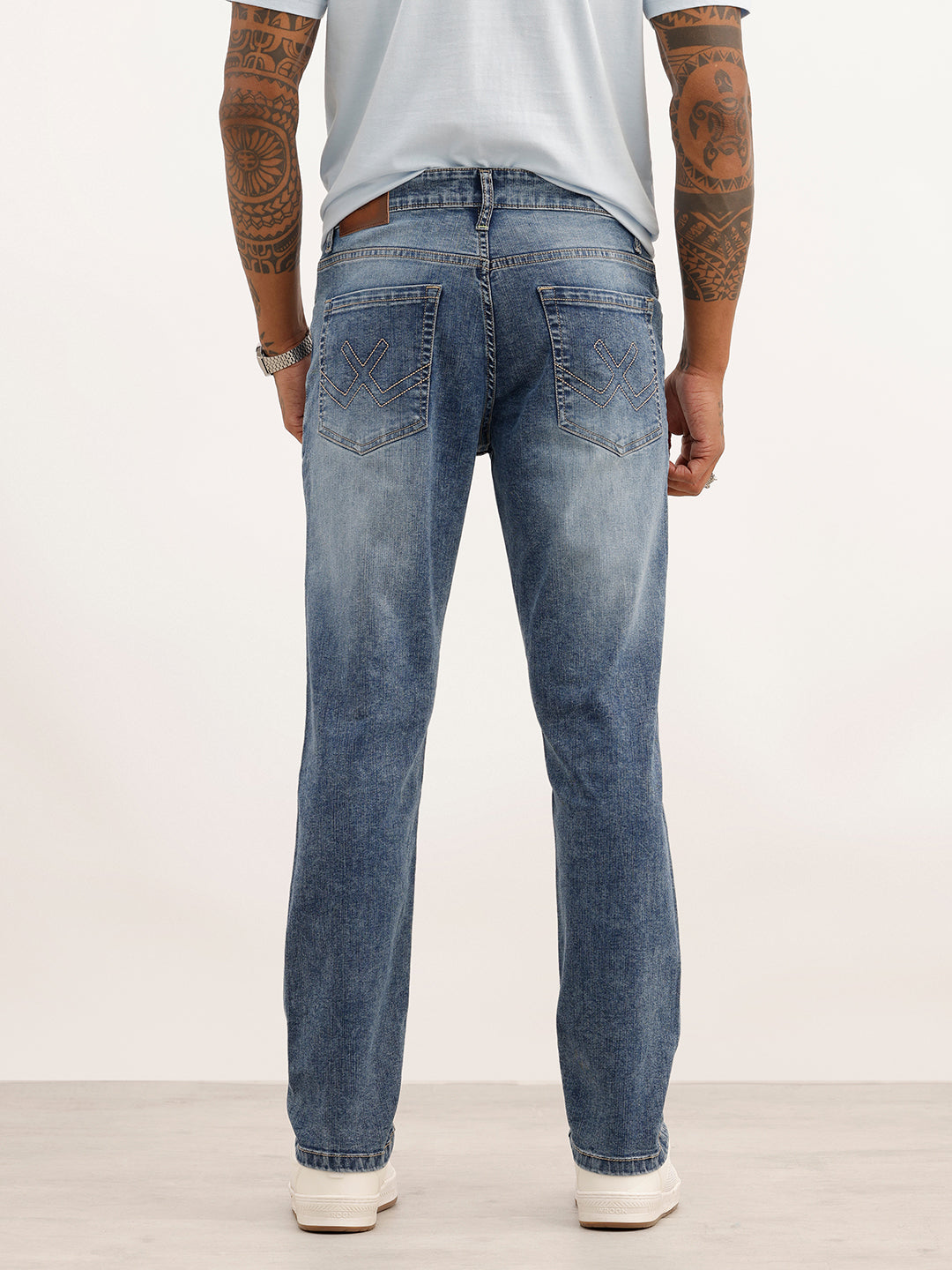 Straight Fit Washed Denim Cargo | Light Blue