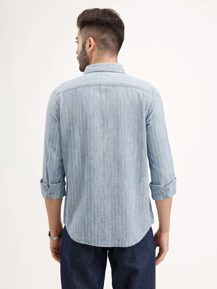 Slim Fit Striped Shirt | Blue