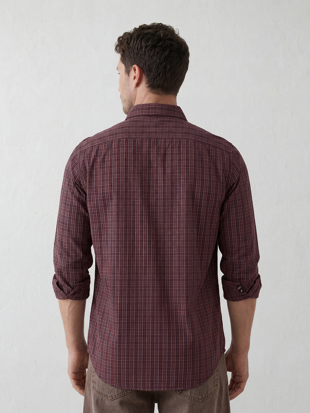 Heritage Checks with Modern Varsity Style slim fit shirt | Brown
