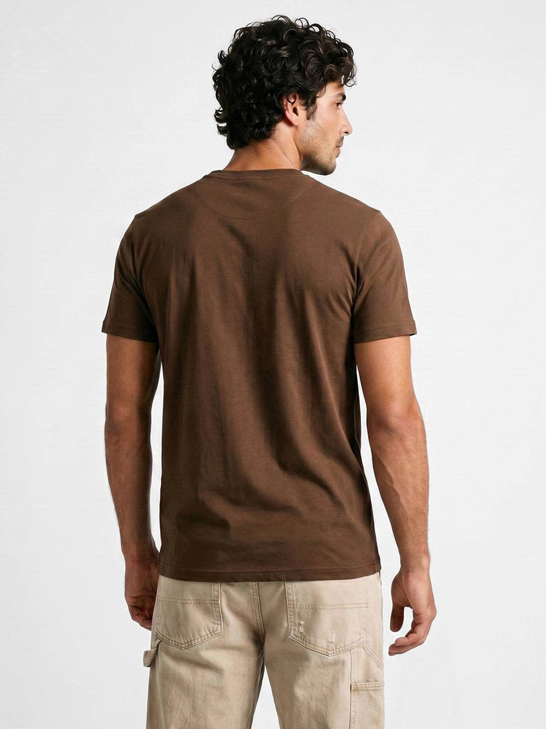 Slim Fit Patch Detail T-Shirt | Brown