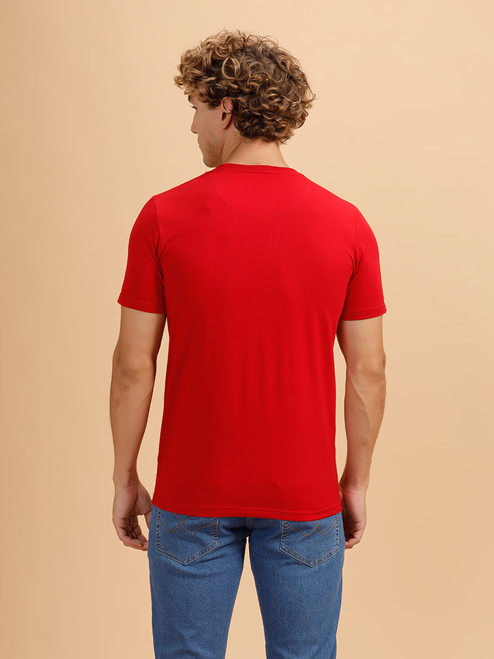Placement Print Regular Fit T-Shirt | Red