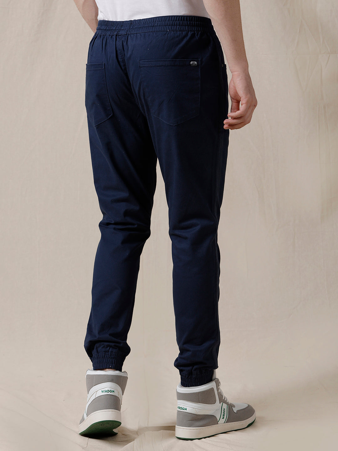 Solid Blue Cotton Jogger