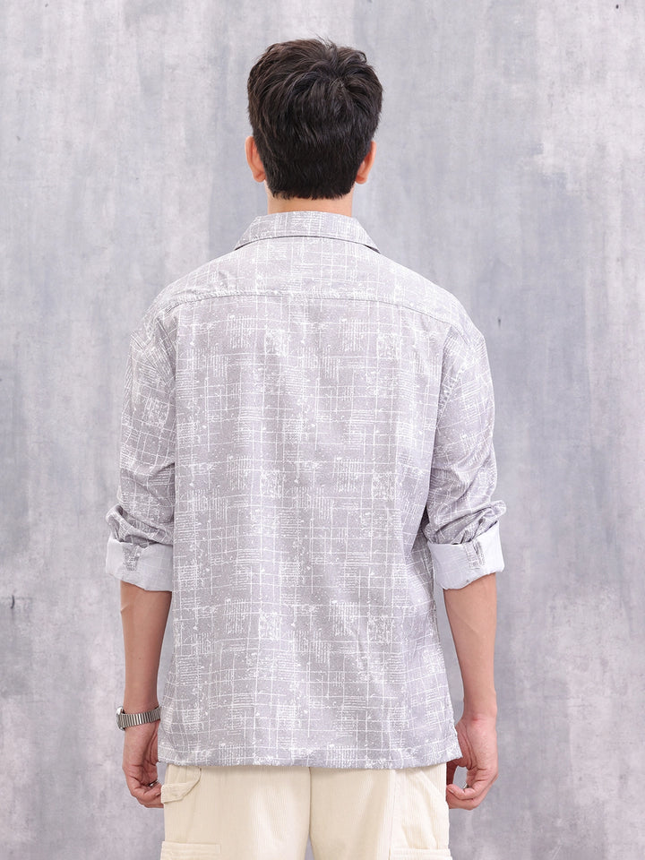 Graphic Aop Cotton Shirt | Grey