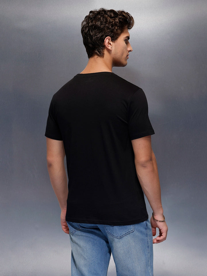 Solid Regular Fit T-Shirt   |  Black