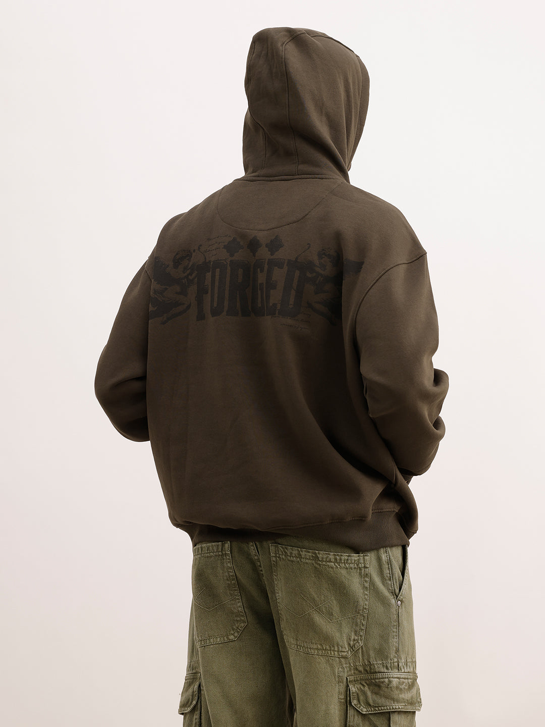 Classic Back Printed Hooded Sweatshirt | Olive | WSS02FSOS7021S