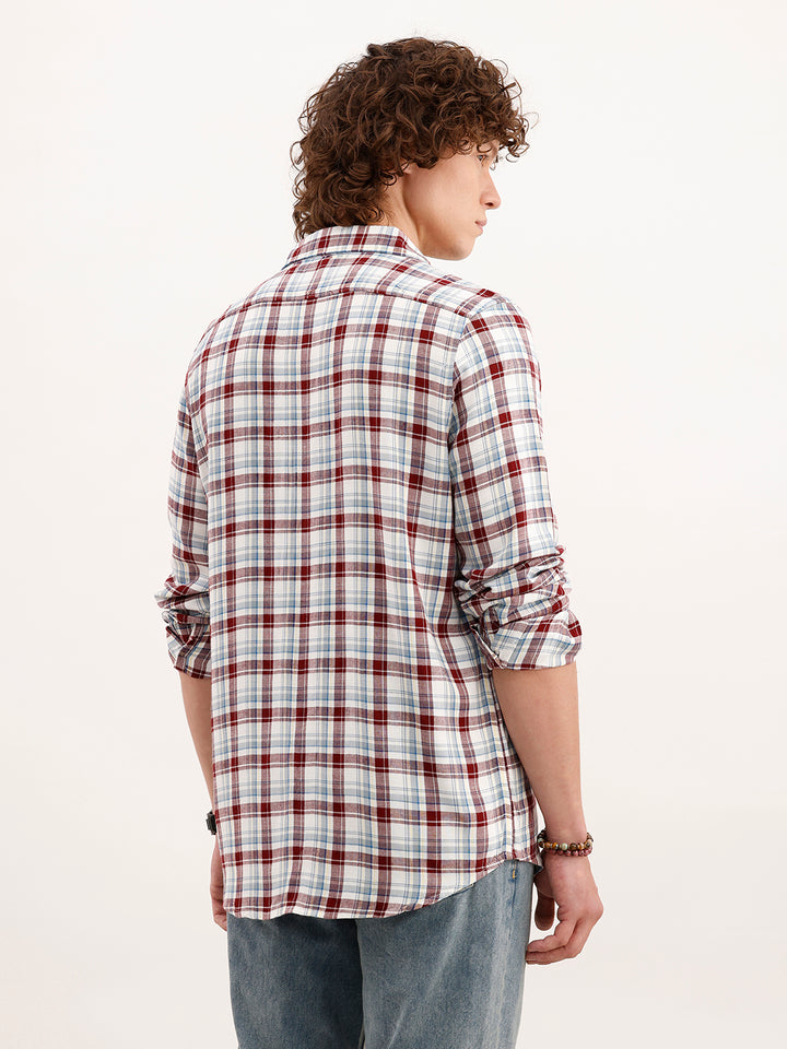 Slim Fit Checkered Shirt  | Brown