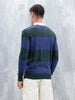 Men's Striped Polo Collar Sweater | Blue